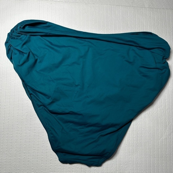 ANNE COLE Bikini Bottom Plus Size 20W High Waist Shirred Teal Full Figure - Picture 8 of 9